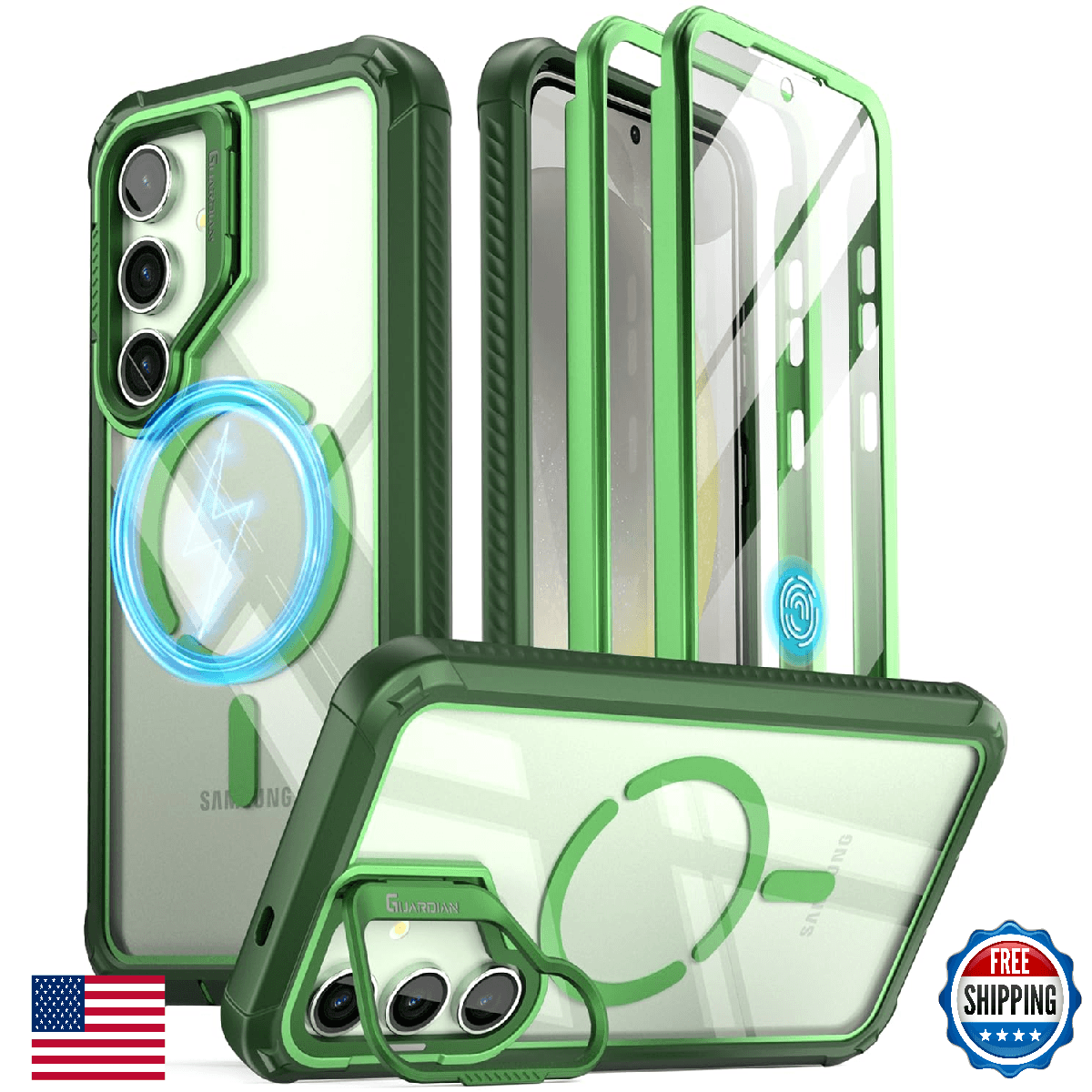 Poetic Guardian Case Samsung Galaxy S24+ Plus Built-in Camera Stand Screen Prote - Image 1