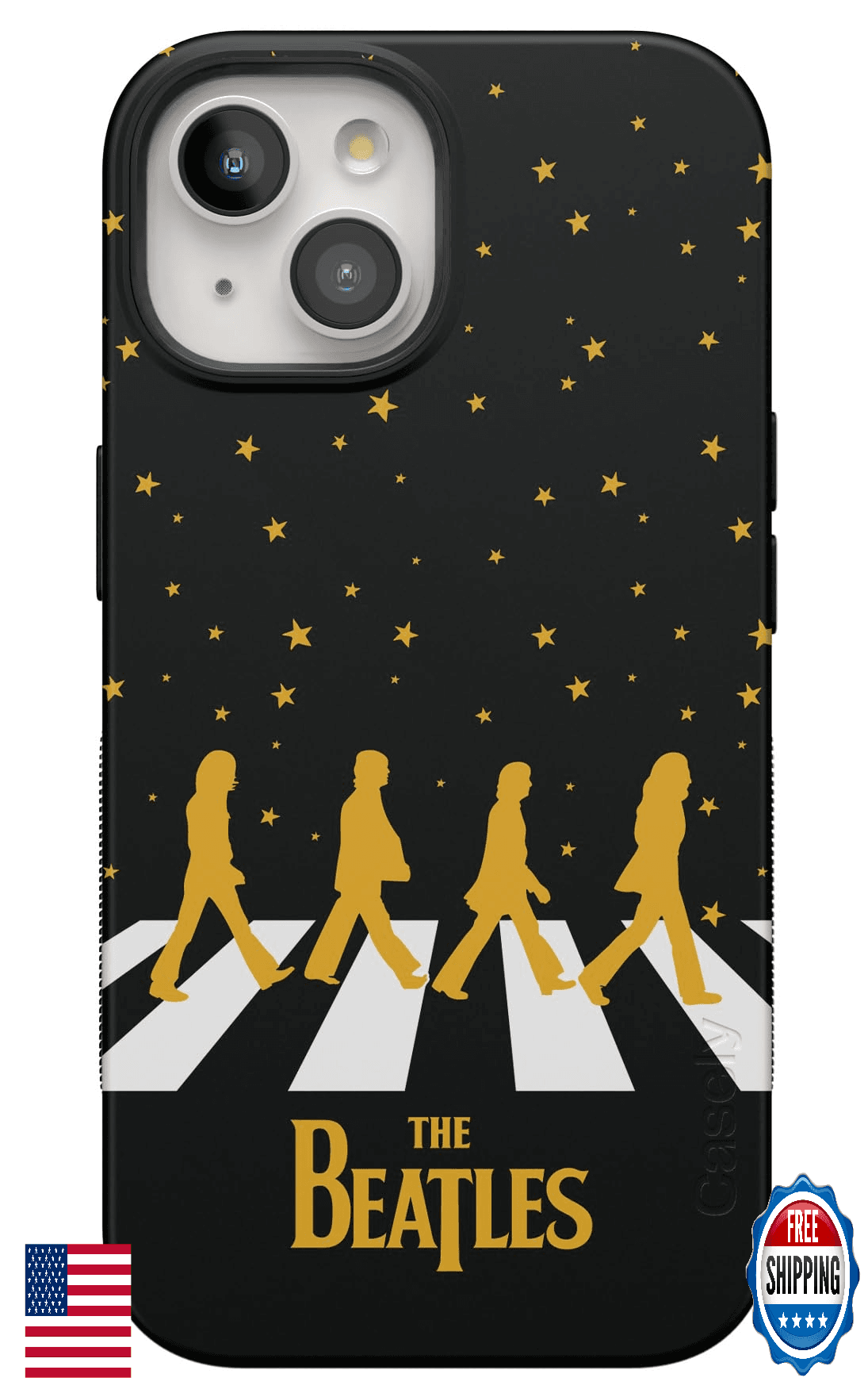Casely iPhone 15 Plus Case | Beatles Night Walk Abbey Road Dual Image | Bold - Image 1