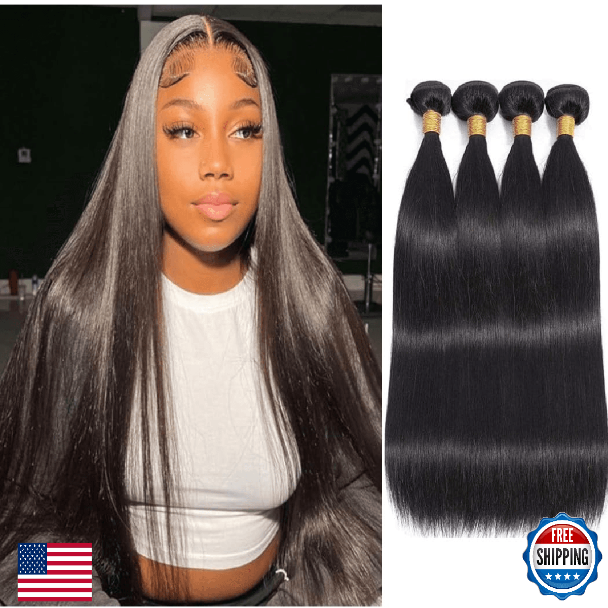 Straight Human Hair Bundles 10 12 14 16 Inch Trippy Hair Quick Weave 4 Bundles H - Image 1