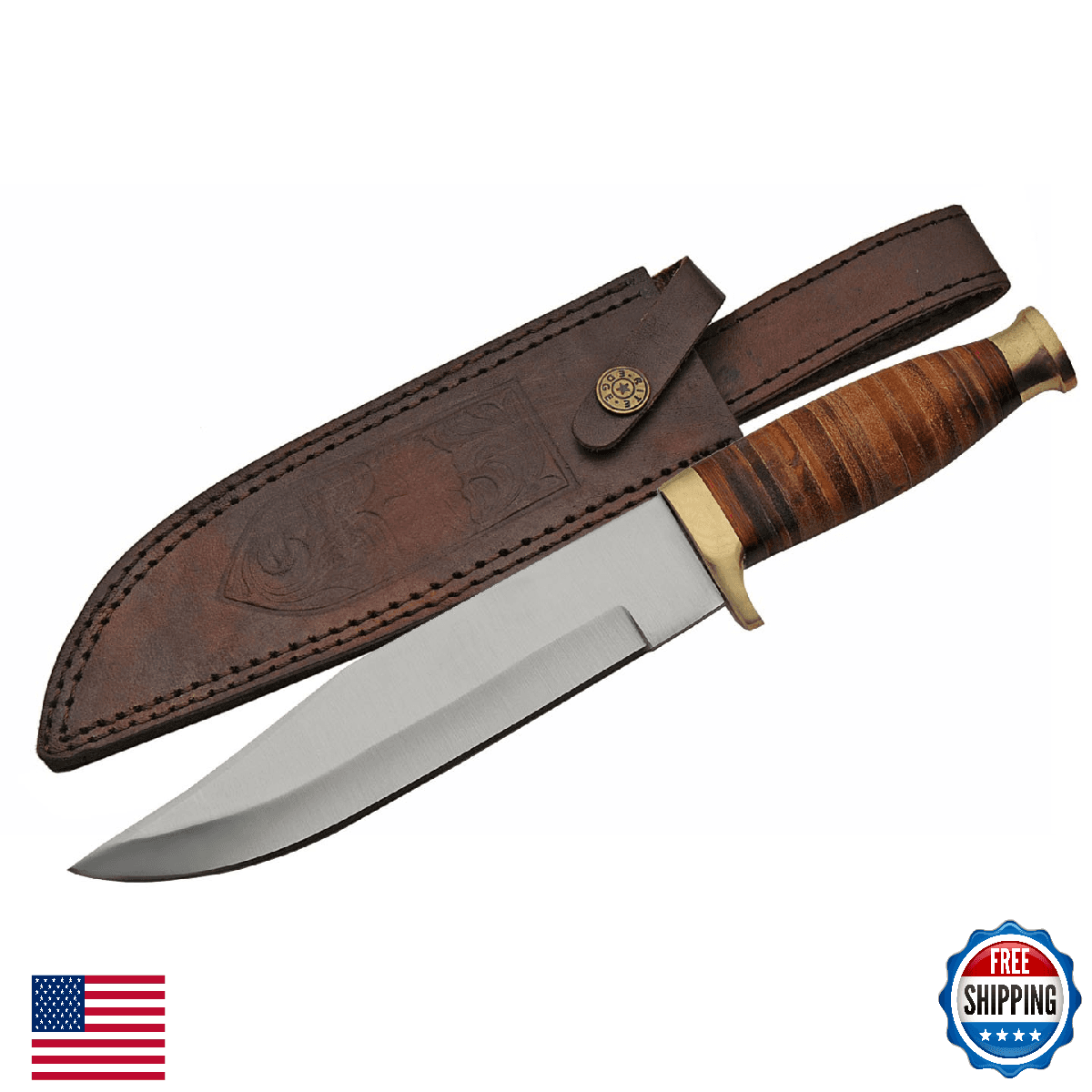 SZCO Full Tang 12" Skinning Knife Stainless Steel Blade Camping Hunting - Image 1