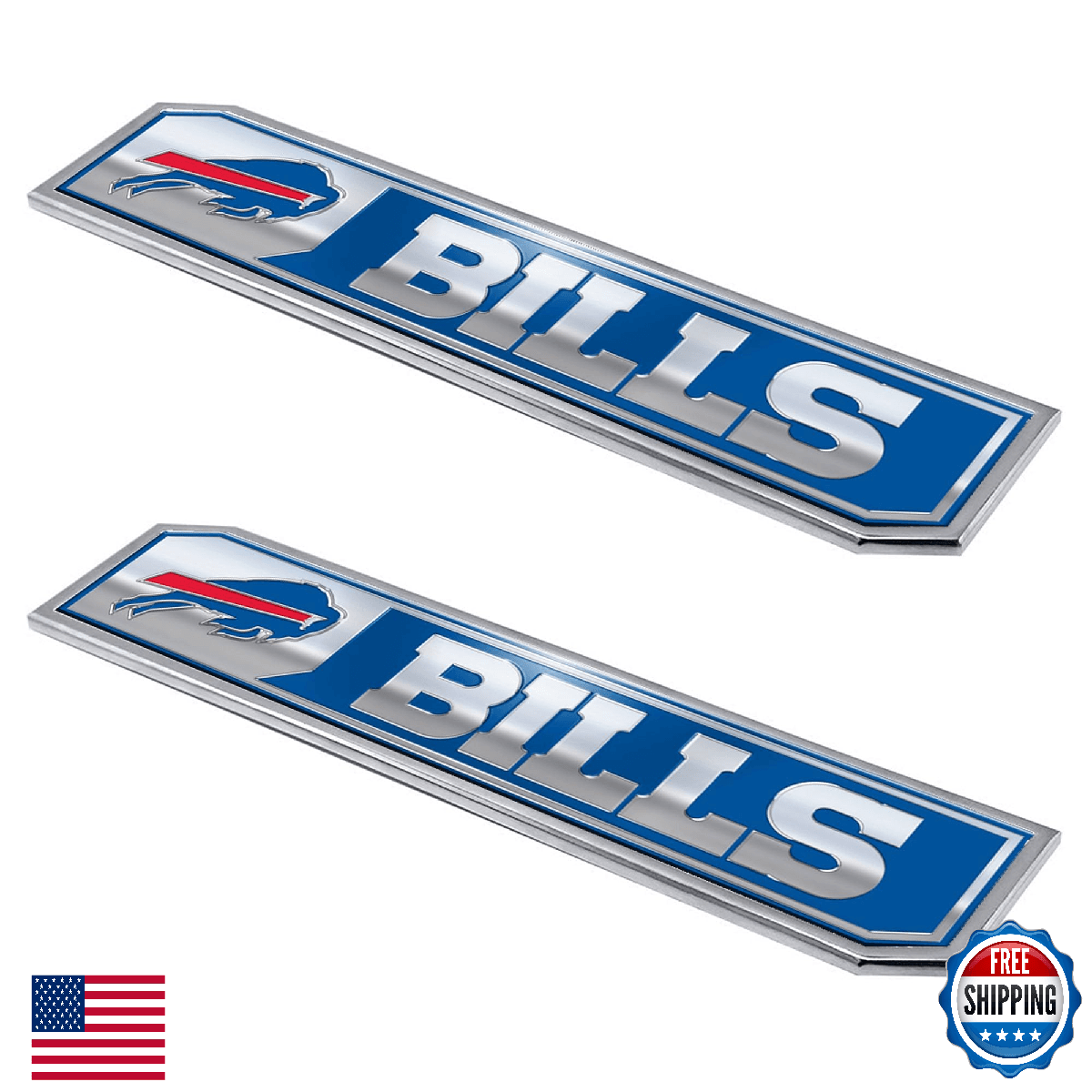 Buffalo Bills 2PC Heavy Duty Aluminum Truck Emblem Set 1.75x8 inches - Image 1