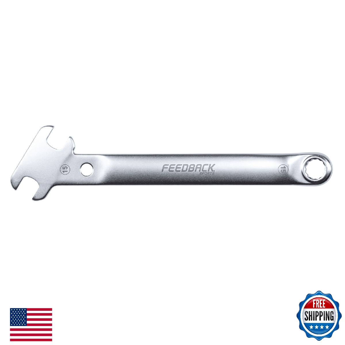Feedback Sports 15mm Pedal Wrench & Axle Nut Combo Tool Angled - Image 1