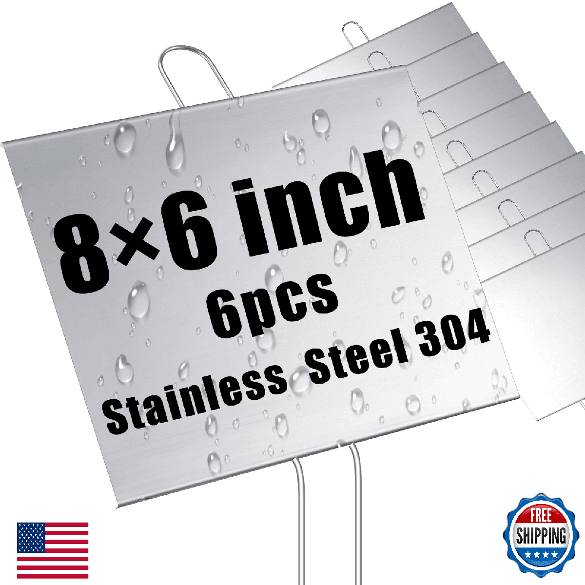 Landhoow 6 Pcs Large Garden Plant Markers Metal Plant Labels Sign 6'' x 8'' with - Image 1