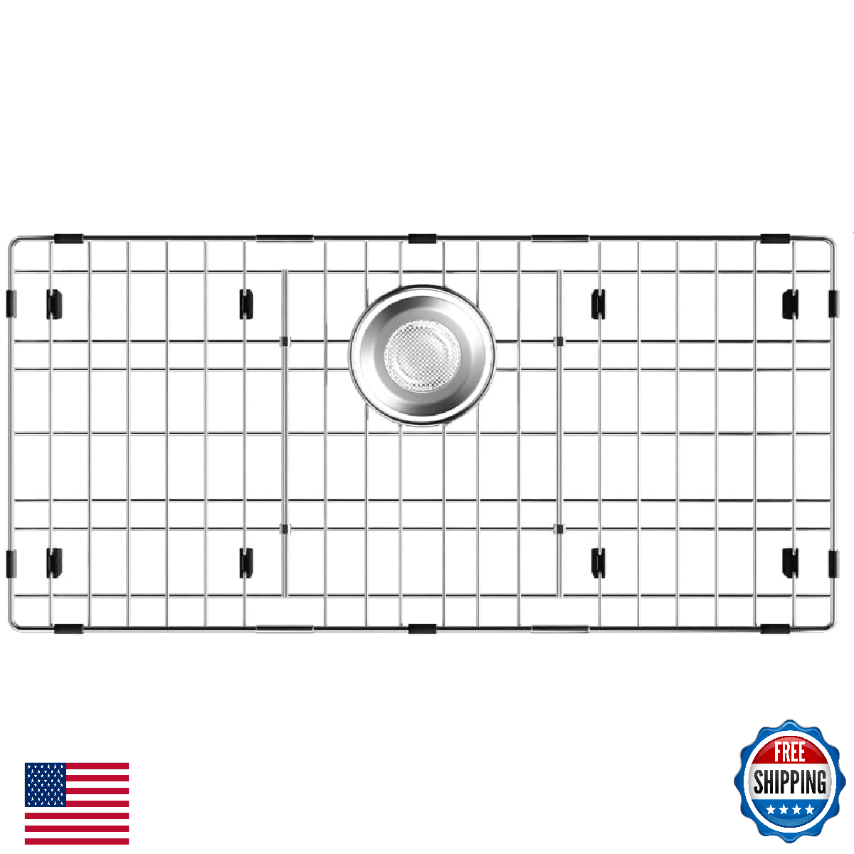 Large Sink Rack 28.4" X 14.3",Metal Sink Protector for Kitchen Sink with Straine - Image 1