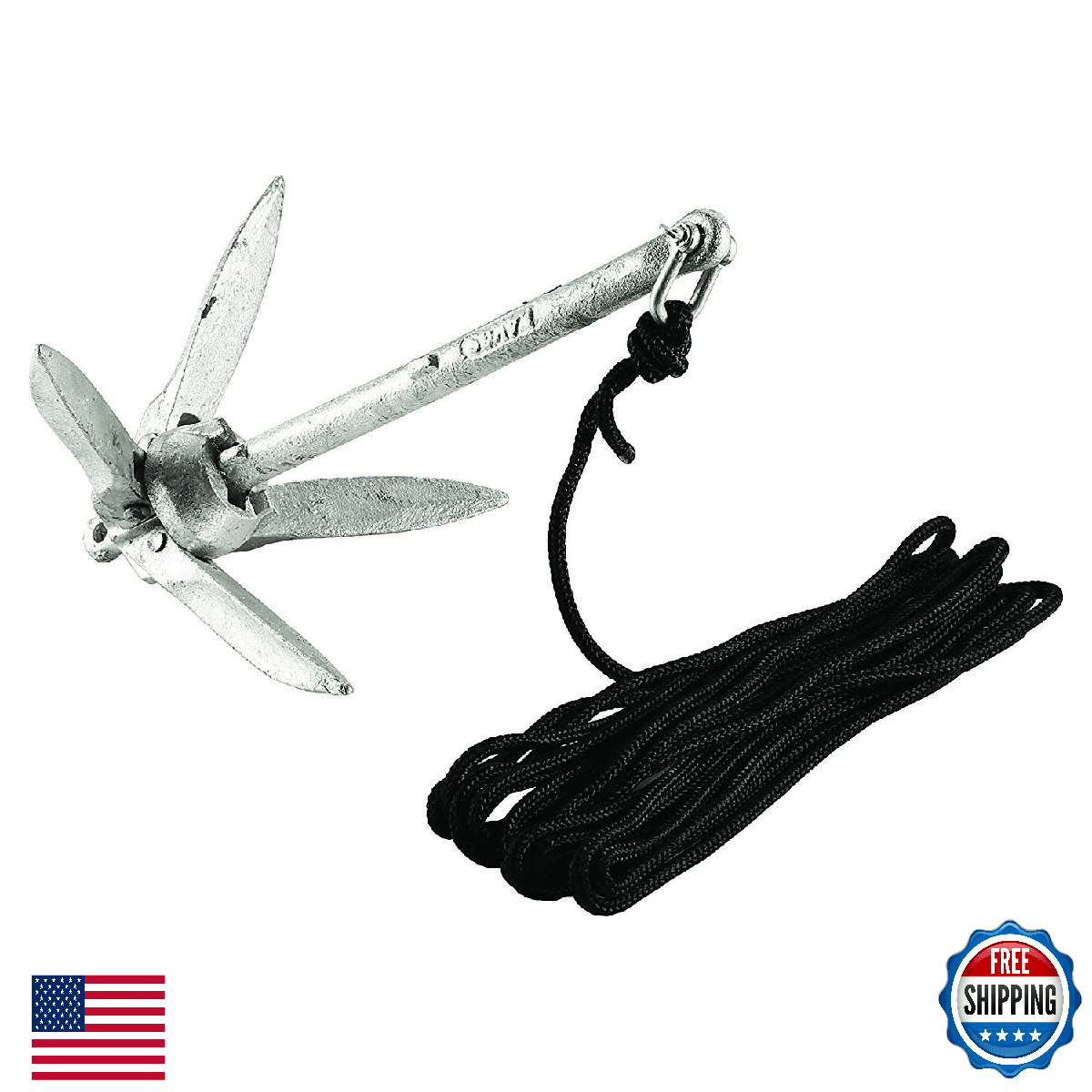 Attwood 11959-1 Universal 3lb Marine Grapnel Folding Anchor 20ft MFP Ro - Image 1