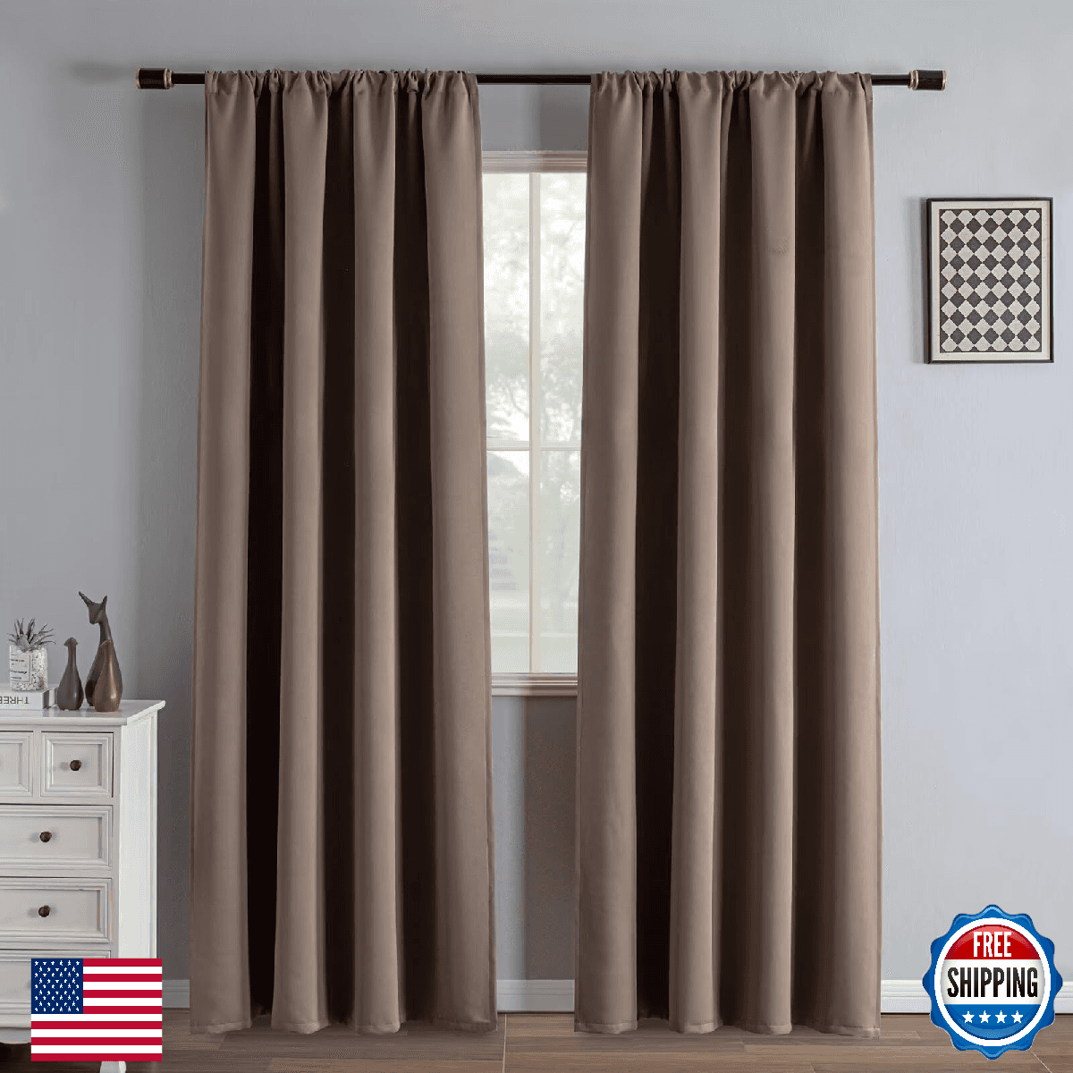 IGEMAEVE Blackout Curtains 84 Inch Length 2 Panels Set, Black Out Curtains for B - Image 1
