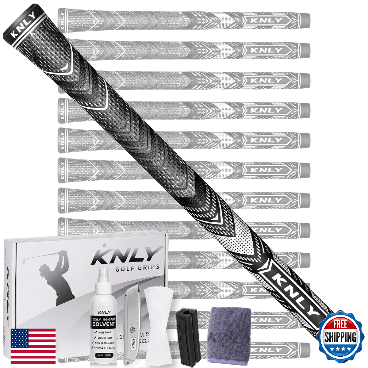 KNLY Hybrid Golf Grips Set - 13 Multi-Compound, Non-Slip, All-Weather, Standard - Image 1