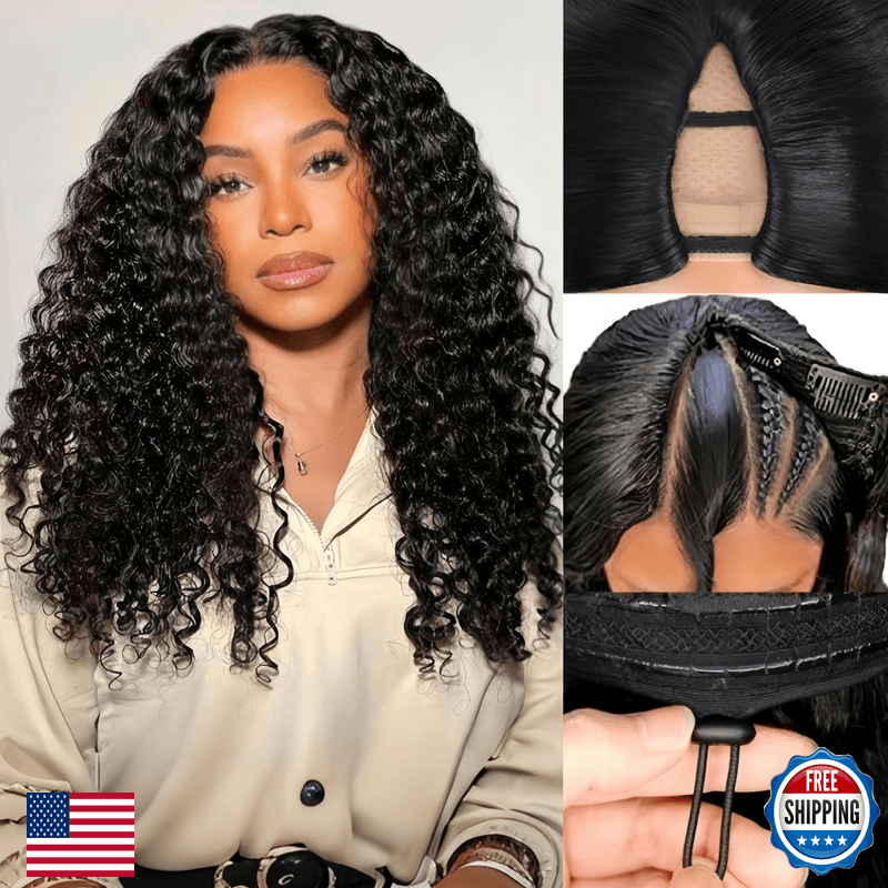 Mylene Hair V Part Wig Human Hair Curly Upgrade Glueless Wigs Human Hair U Part - Image 1