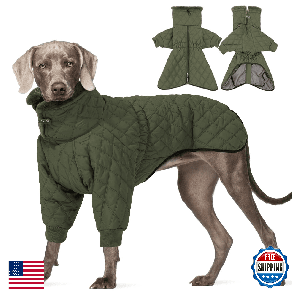IDOMIK Dog Winter Coat for Large Dogs, Warm Dog Winter Jacket with Fleece High C - Image 1