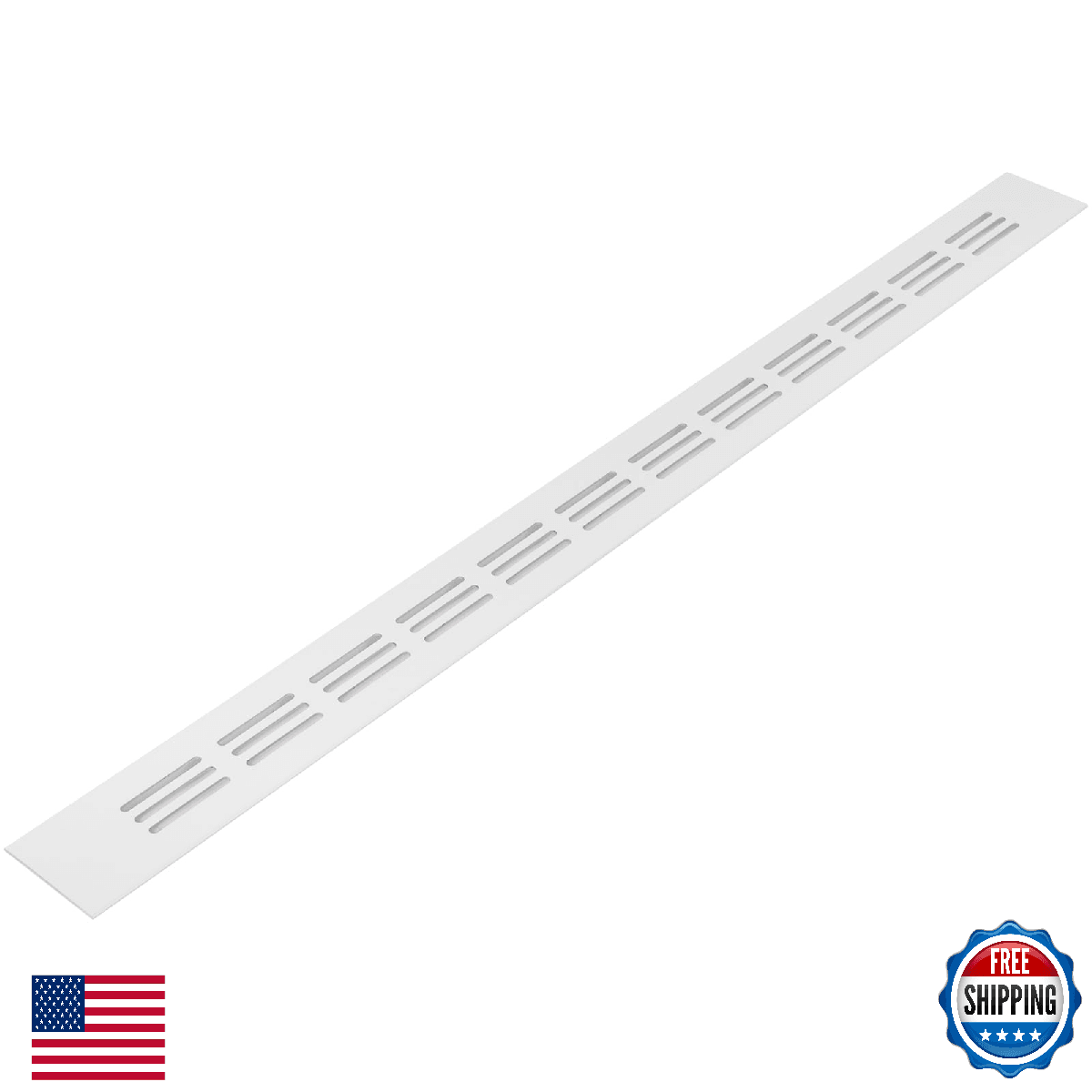 Vent Systems 19.69"x1.57" White Aluminum Rectangular Door Vent HVAC Toe Kick - Image 1