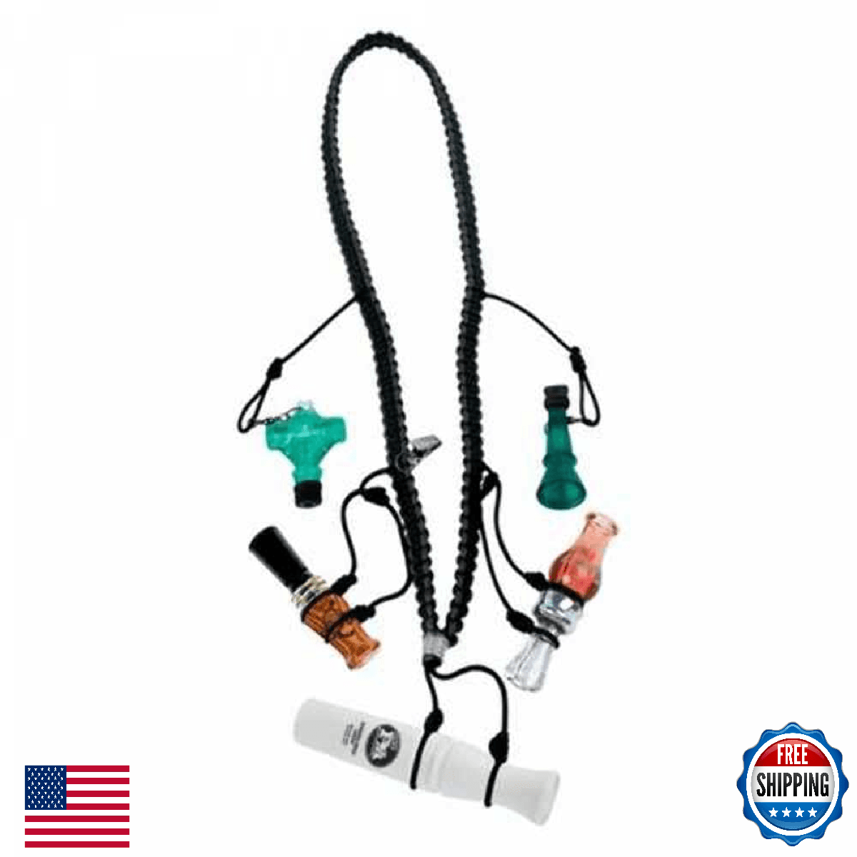 Primos Hunting 69629 3-Call Lanyard w/ 2 Split Rings - Black - Image 1