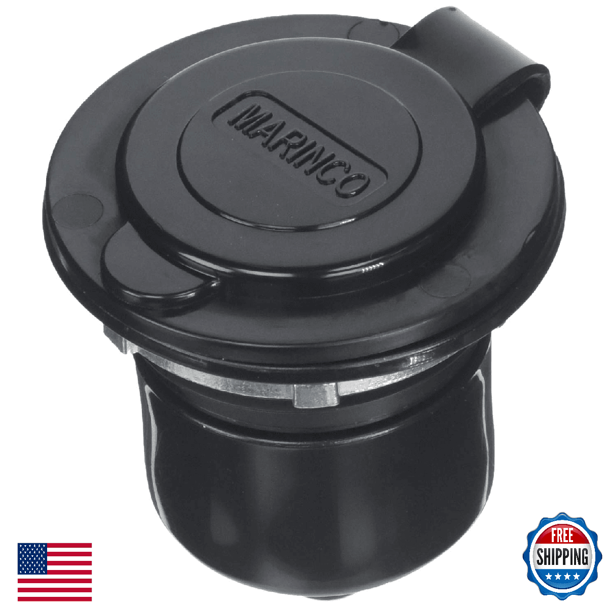 Marinco 150BBI-TM Bass Boat Charger Inlet, 15A 125V, Rear Mount, Black - Image 1
