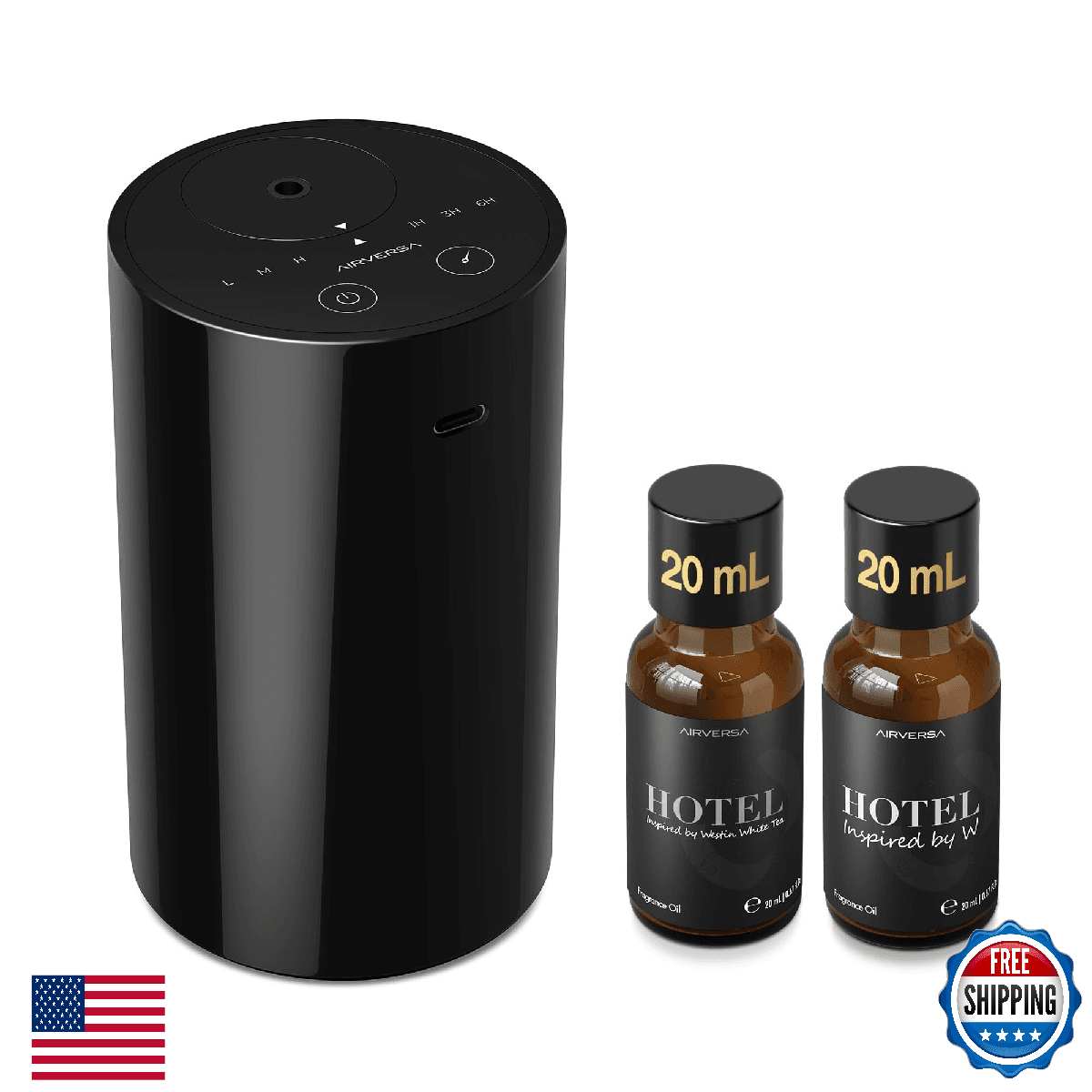 Airversa Waterless Essential Oil Diffuser Starter Kit with 2x20mL Hotel Scent Fr - Image 1