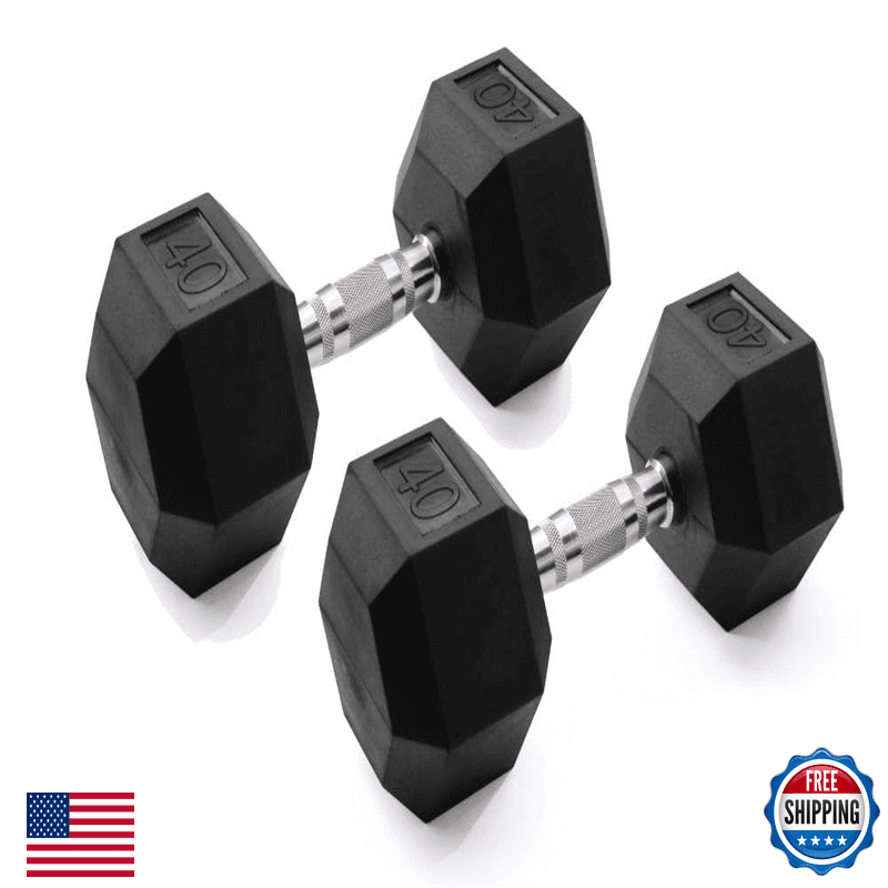 Gymenist Single Hex Rubber Dumbbell Metal Handles Exercise Heavy Workout - Image 1