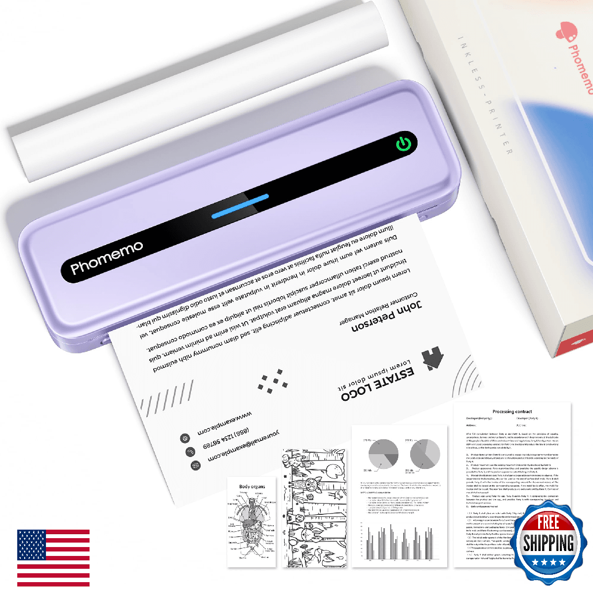 Phomemo Portable Printer, M832 Thermal Inkless Bluetooth Wireless Printer for Tr - Image 1