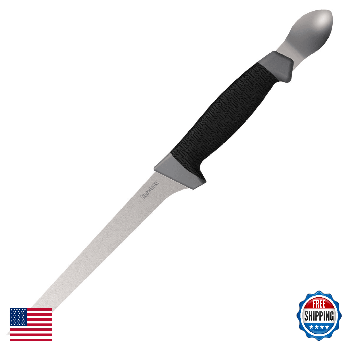 Kershaw 7" Boning Knife w/ Spoon, Stainless Steel Blade & Sheath - Image 1