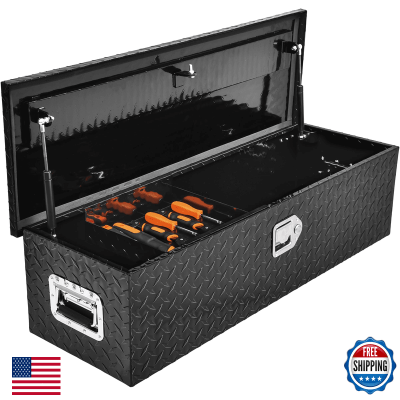 Yitamotor 30 Inch Truck Bed Tool Heavy Duty Aluminum Diamond Plate Tool Sliding - Image 1