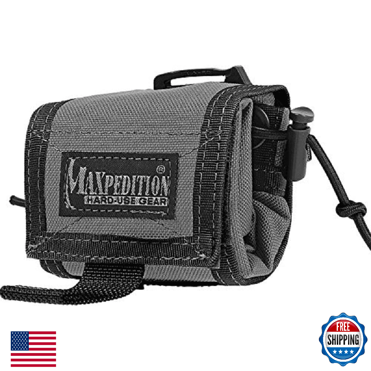 Maxpedition Rollypoly Folding Dump Pouch Wolf Gray Tactical Bag 3"x3"x1.75" - Image 1