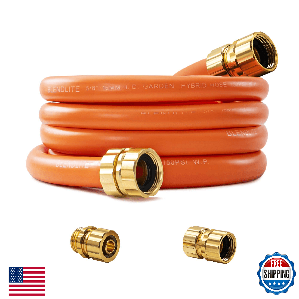 BLENDLITE 5/8" x 8ft Hybrid Garden Hose, Custom Length, -40°F to 150°, NO Kink, - Image 1