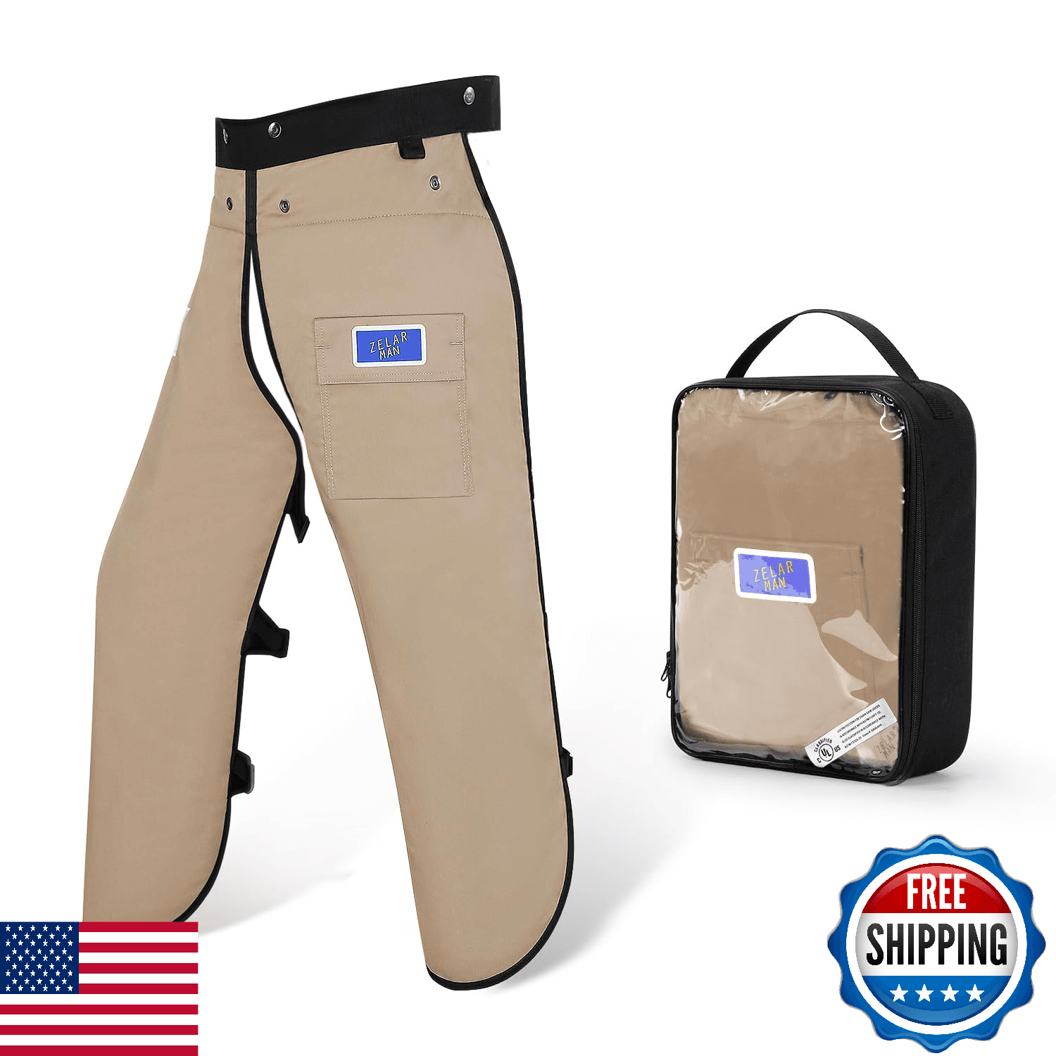 ZELARMAN Chainsaw Chaps Safety Apron Pants - UL Certified, 6-Layer Anti-Cut - Image 1