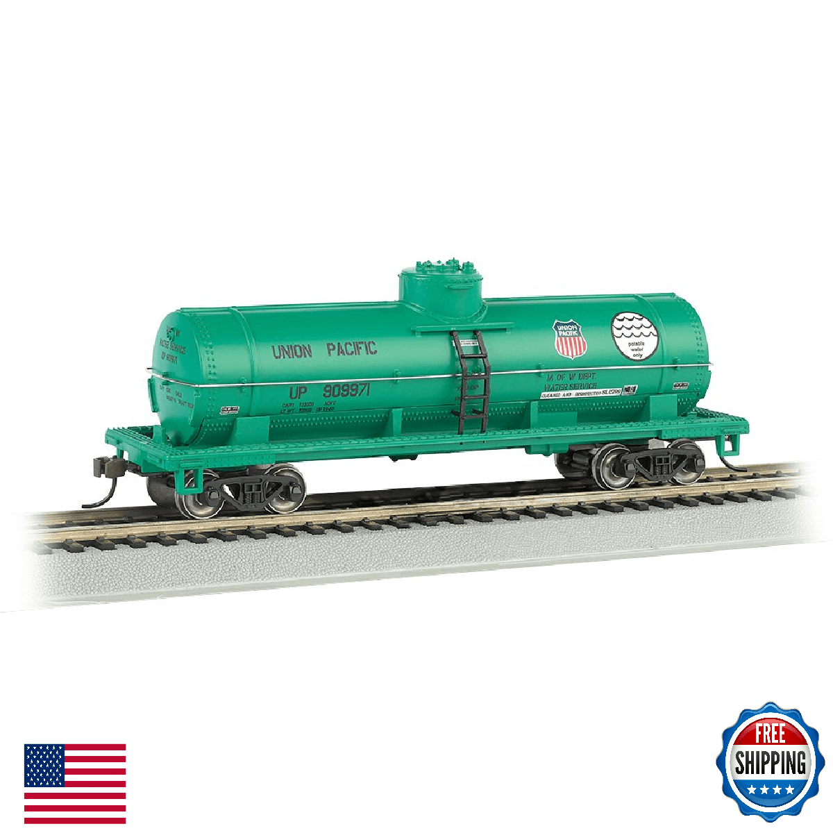 ACF 36' 6" 10,000 Gallon Single Dome Tank Car - UNION PACIFIC® - POTABLE WATER - - Image 1