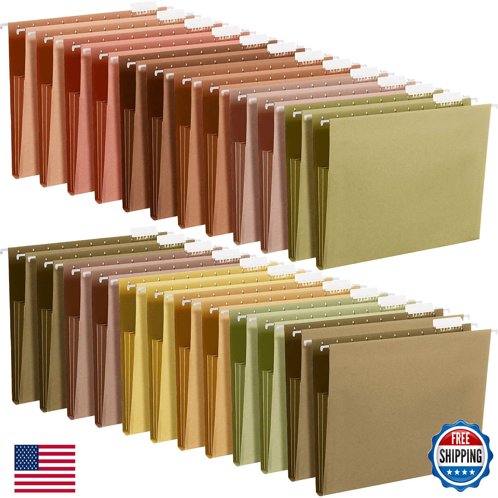Yaomiao 24 Pack Hanging File Folders 3 Pleats Letter Size File Cabinet Folders w - Image 1