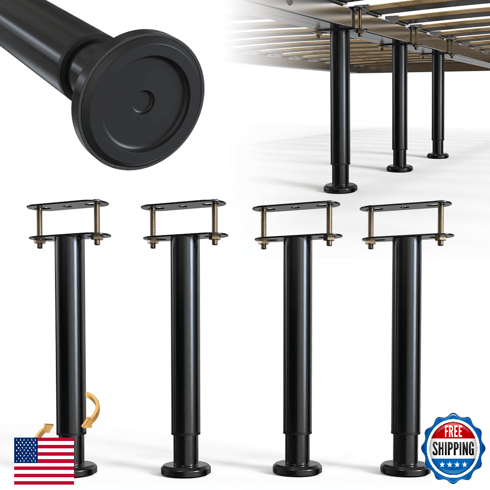 YUEYIN 4-Piece Adjustable Height Bed Support Legs Steel with Wide Rubber Base Ki - Image 1