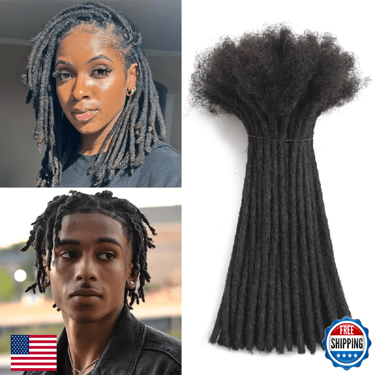 Dreadlock Extensions Human Hair 10-100 Strands 100% Full Handmade Permanent Loc - Image 1
