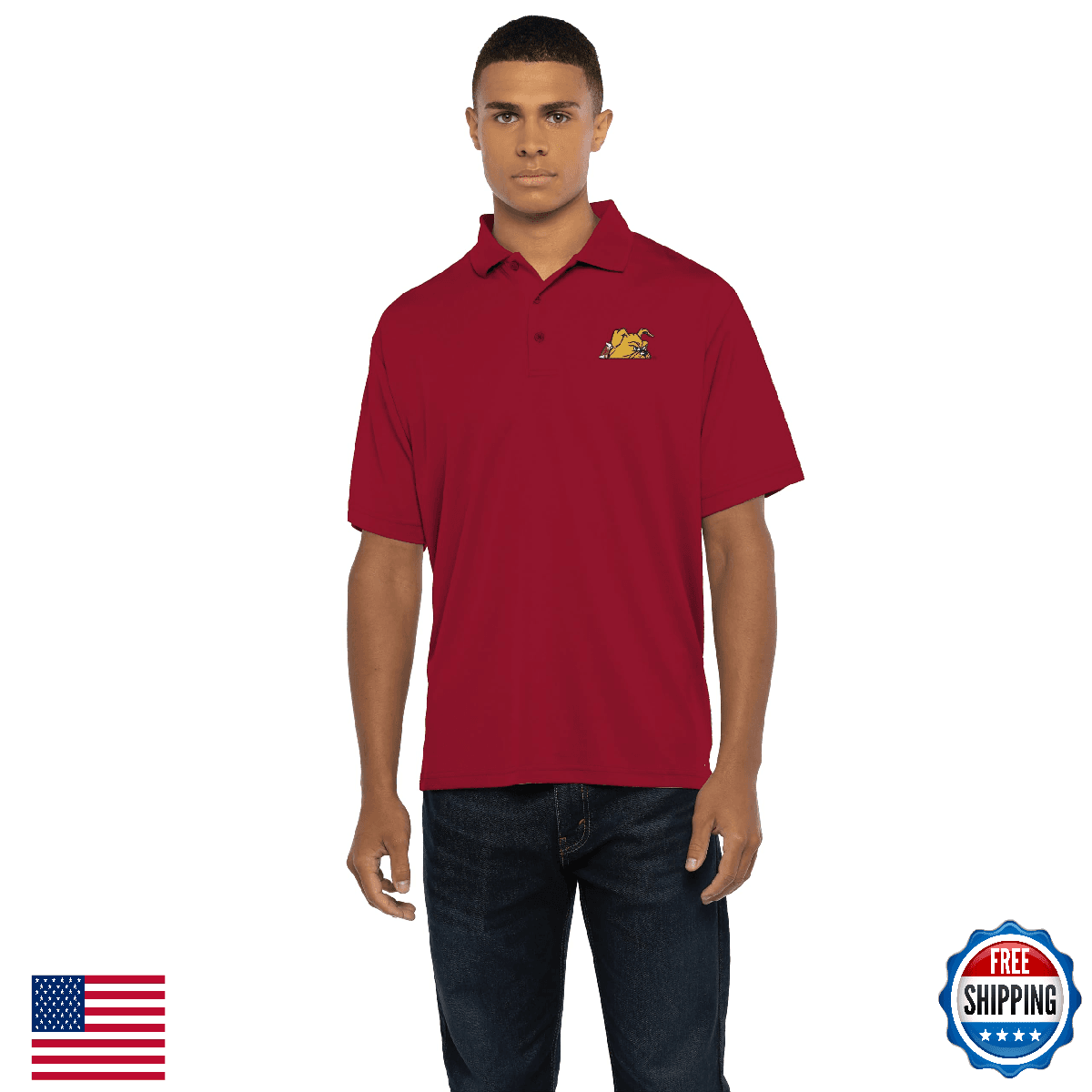 Vantage Apparel Men's Collegiate Polyester Mesh Polo Ferris State Bulldogs - Image 1