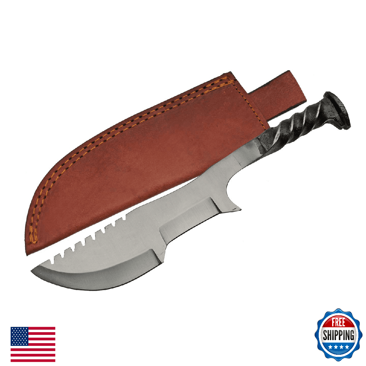 SZCO Supplies 11.25" Railroad Spike Combat Knife w/ Twist Handle Carbon Steel - Image 1