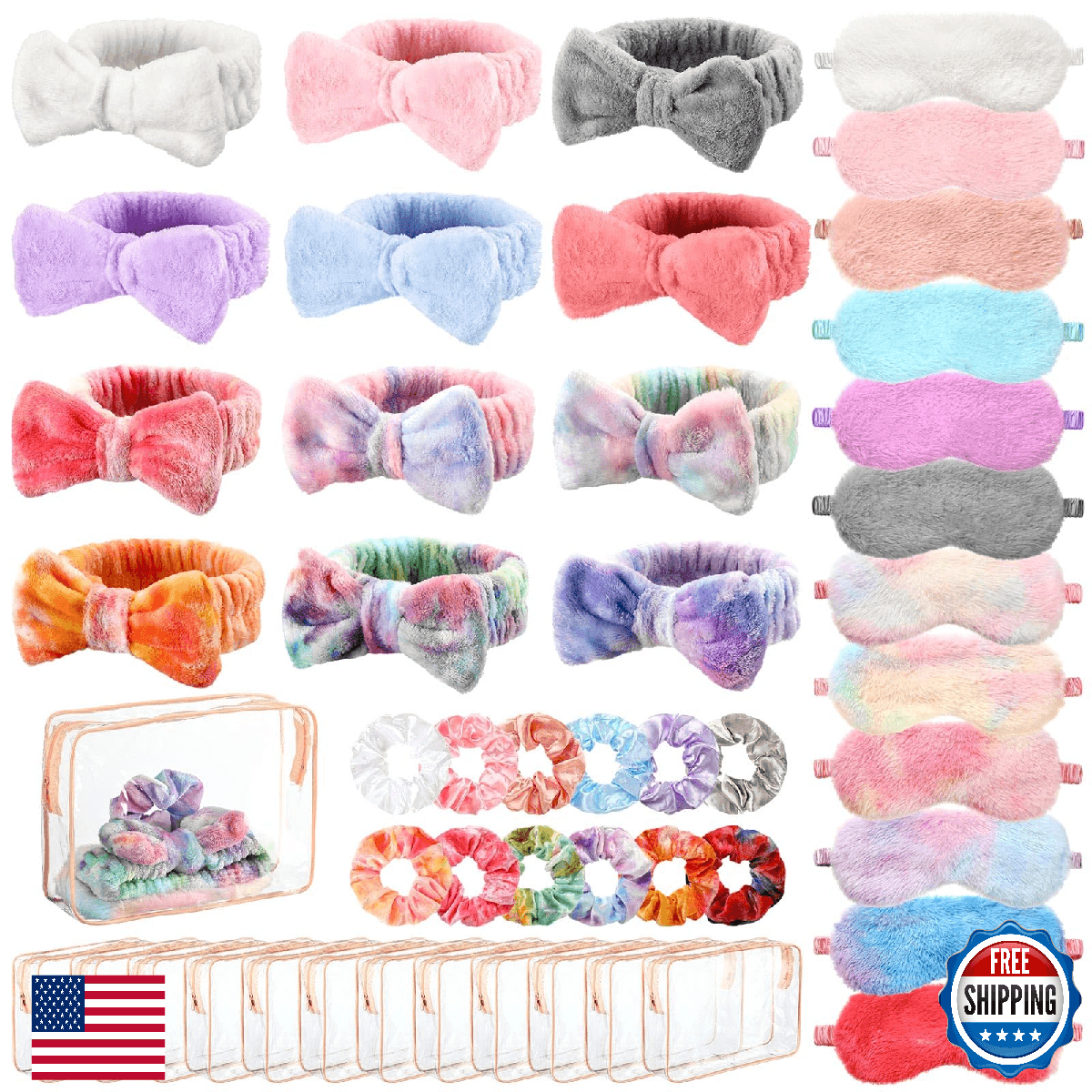 Kajaia 48 Pcs Sleepover Party Supplies Girls Spa Favor Slumber Party Headband Ey - Image 1