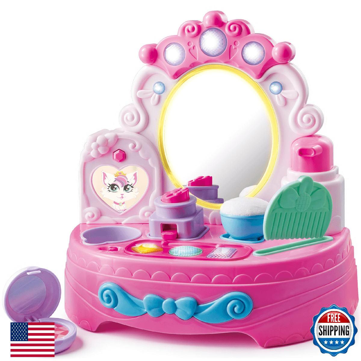 JOVA lalalark Toddler Vanity & Baby Vanity Mirror Toy, Interactive Pretend Vanit - Image 1