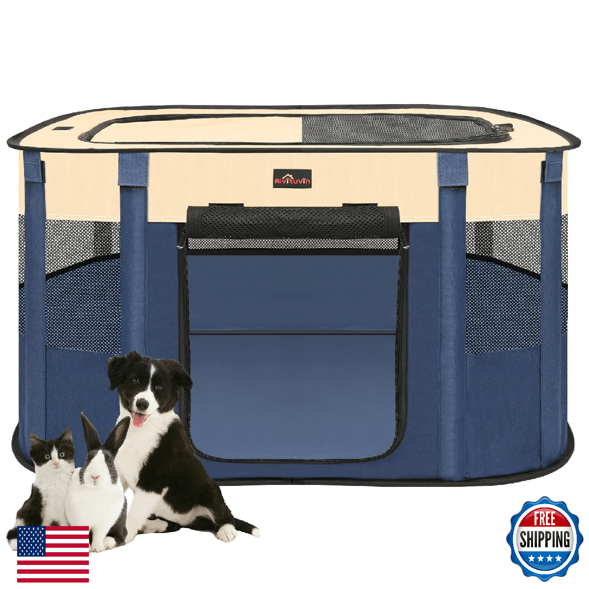Dog Pet Playpen, Foldable Puppy Play Pen, Portable Kitten Cage, 3 Sizes - Image 1