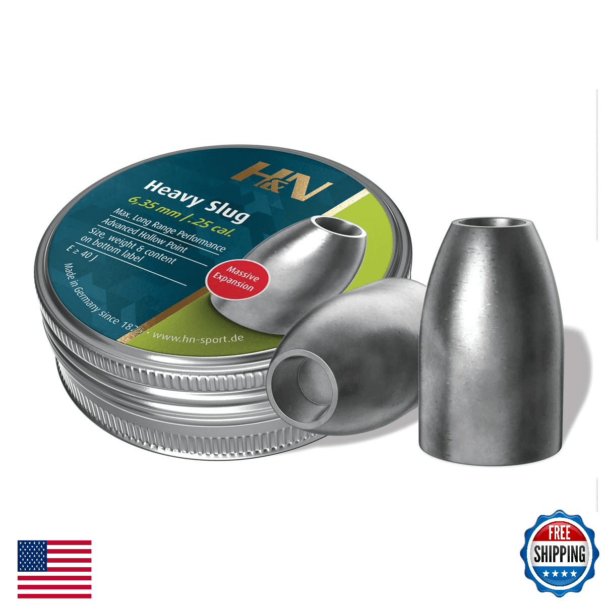 HandN Slug HP Heavy .250 Cal, 42 Grains, Hollowpoint, 100 Count - Image 1