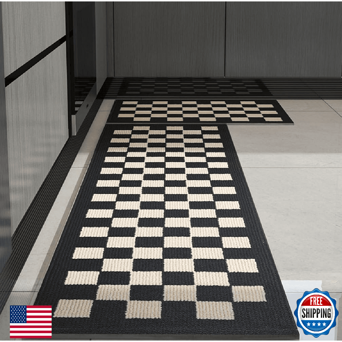 GIB Kitchen Rugs Mats Set of 2 Non-Slip Absorbent Washable Runner Super Soft - Image 1