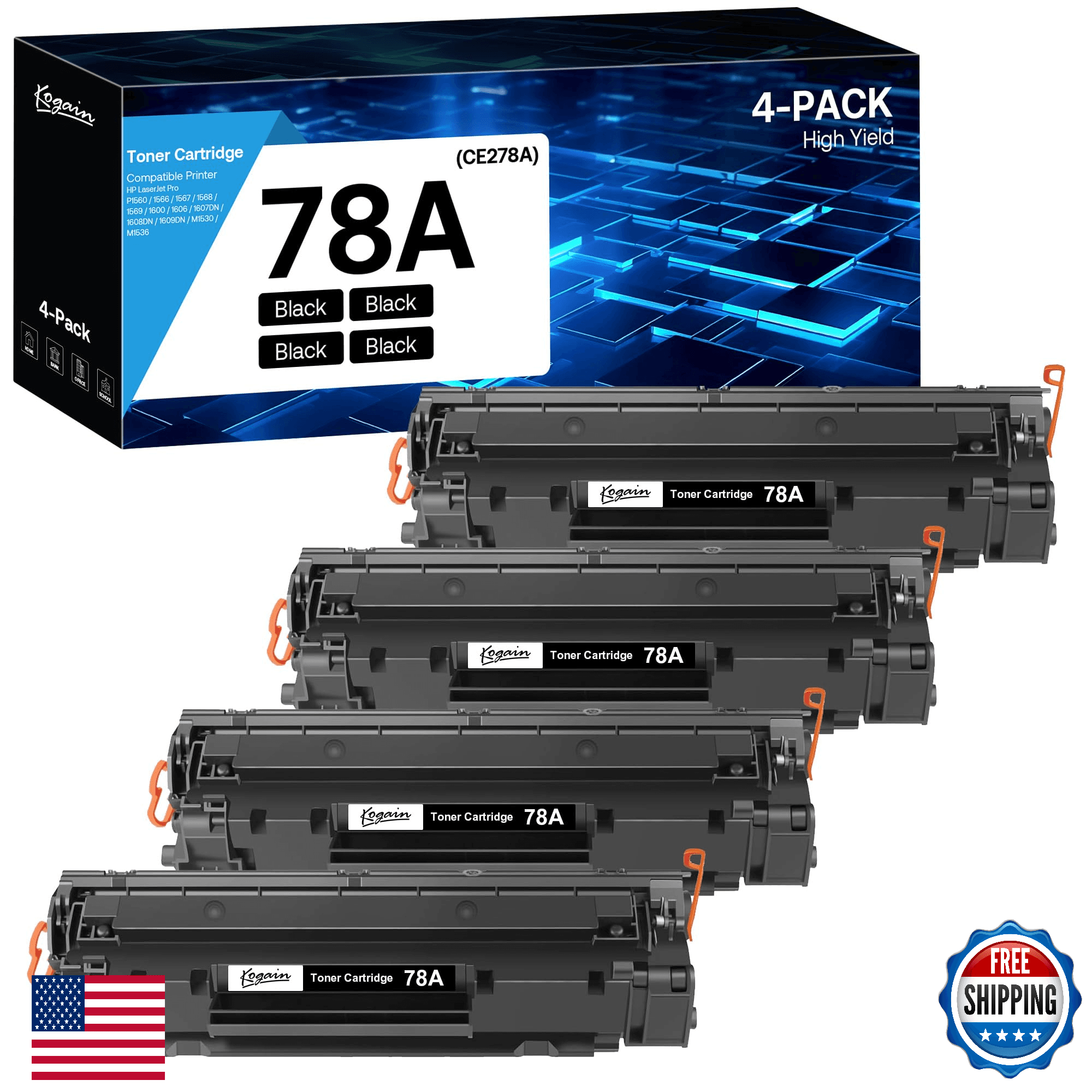 78A CE278A Toner Cartridge 4-Pack for HP LaserJet Pro P1606dn M1536 MFP - Image 1