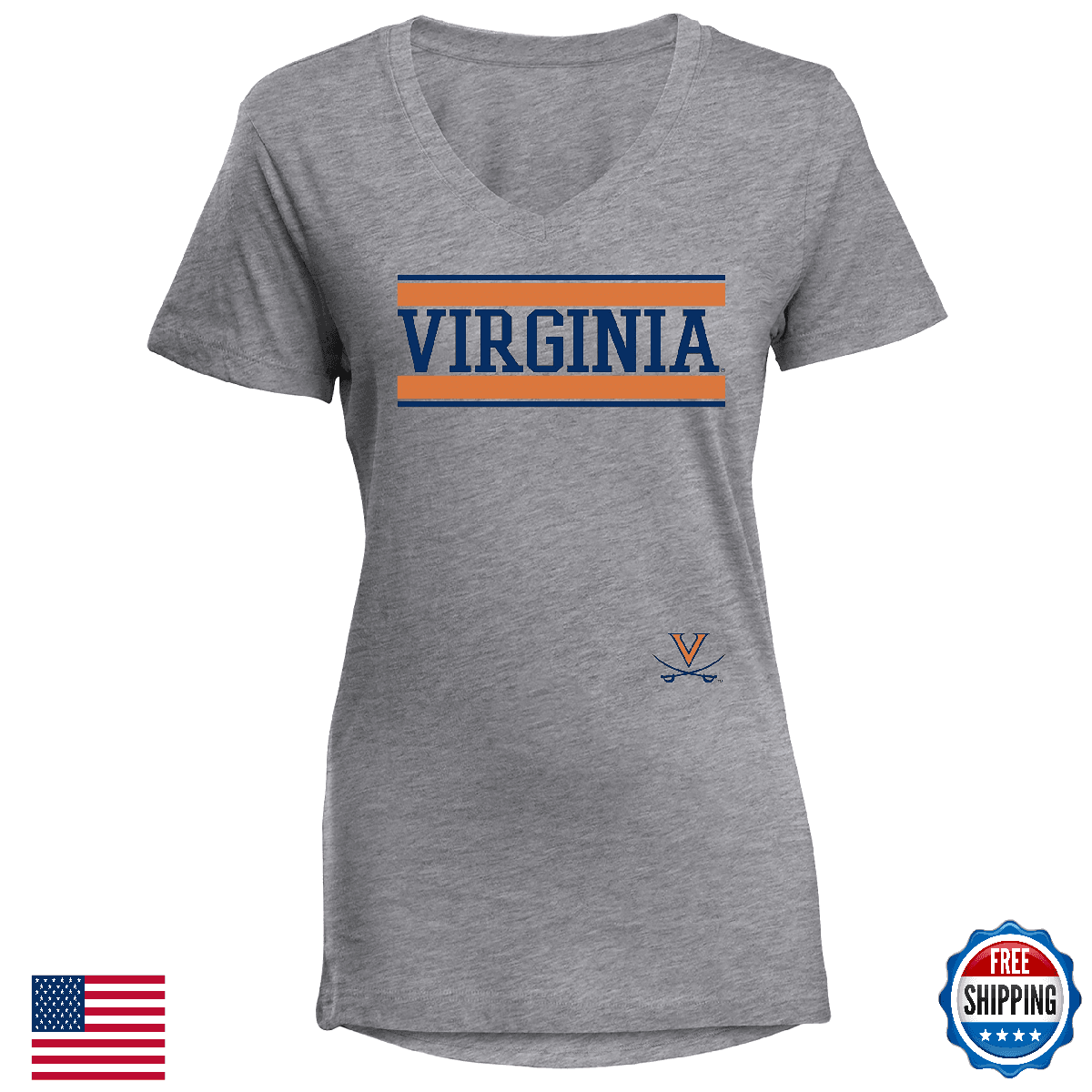 NCAA Virginia Cavaliers Diva Women's Perfect Short Sleeve V-Neck Tee Athletic - Image 1