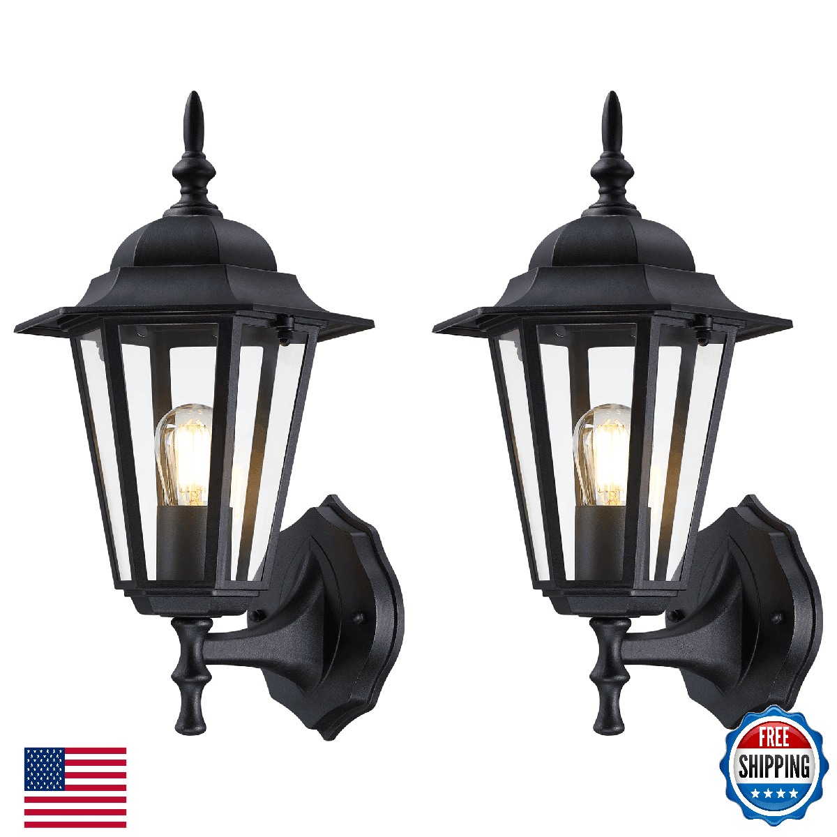 YaoKuem Outdoor Wall Lantern Sconce, E26 Base 60W Max, Wet Rated, Matte Black, 2 - Image 1