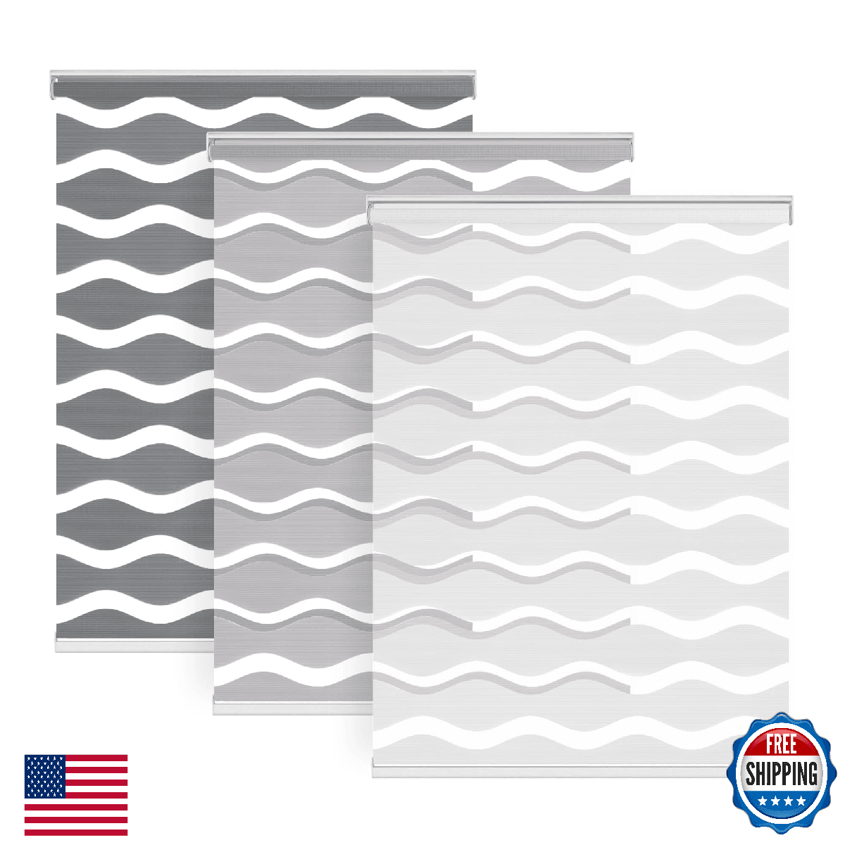 LazBlinds No Drill Cordless Zebra Blinds for Indoor Windows, Dual Layer Light Co - Image 1