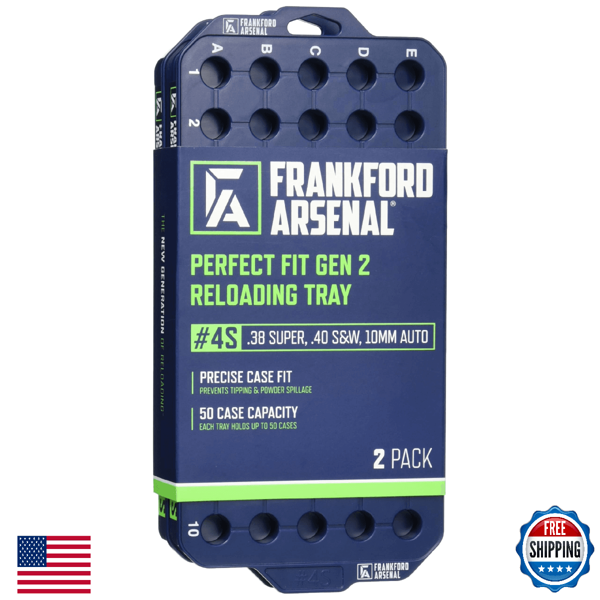 Frankford Arsenal Gen2 Reload Tray #4S, 2-Pack - 50 Round Brass Storage - Image 1