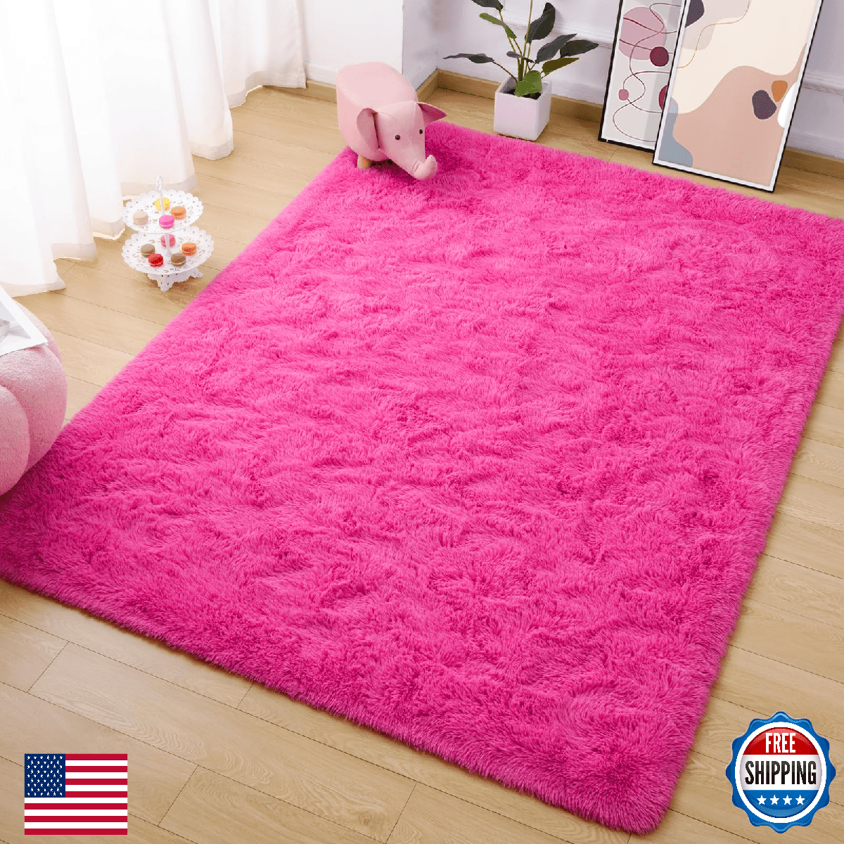 AROGAN Luxury Soft Shaggy Rugs Carpets, 4x6 Feet Bedroom Indoor Plush Area Rugs - Image 1