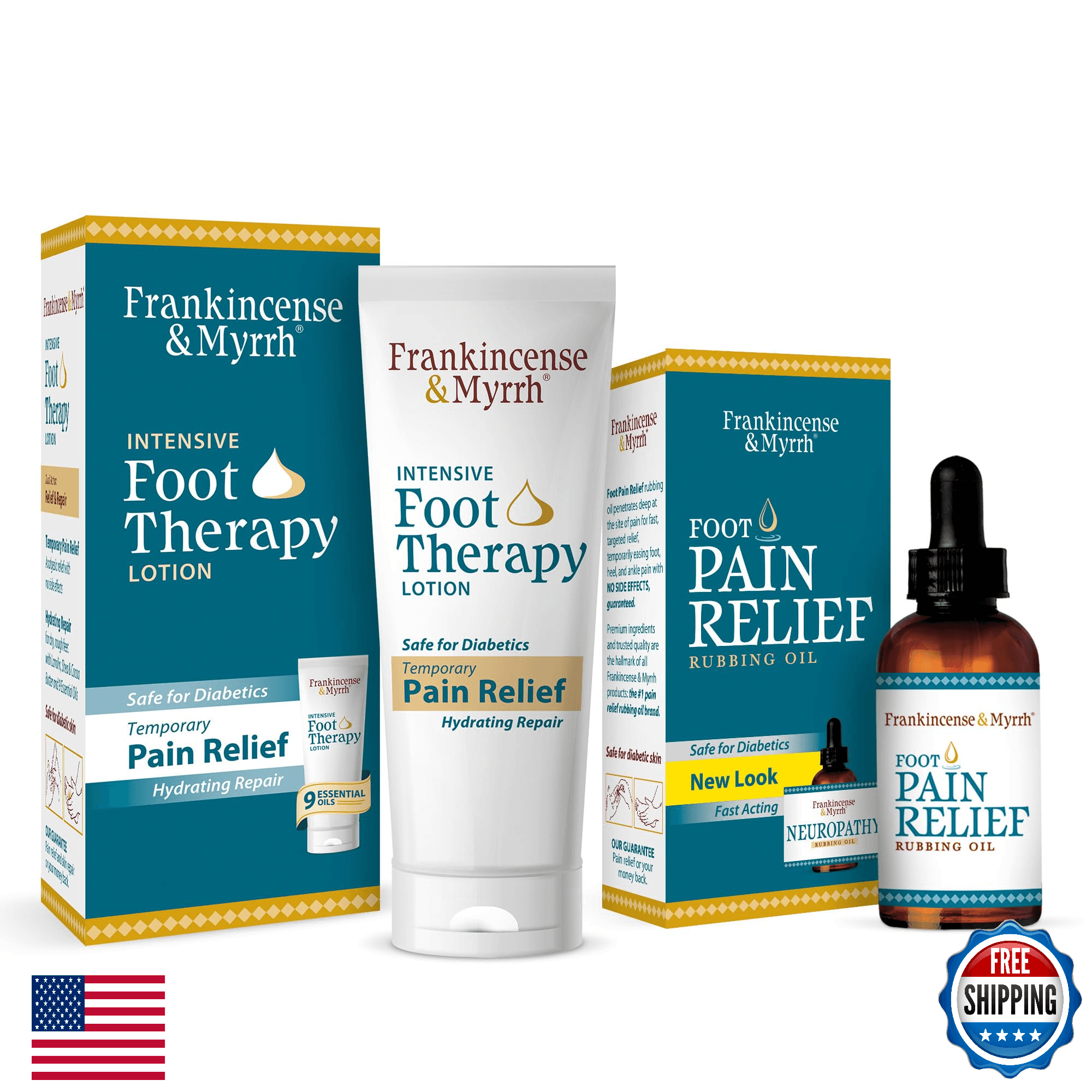 Frankincense & Myrrh Foot Pain Relief Oil (2oz) & Intensive Therapy Lotion (3oz) - Image 1