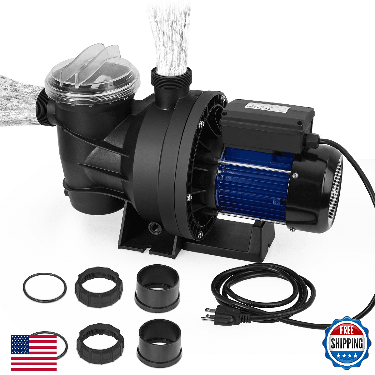 Garvee 1.1HP Pool Pump Single Speed, 800W 3962GPH for In/Above Ground Pools - Image 1