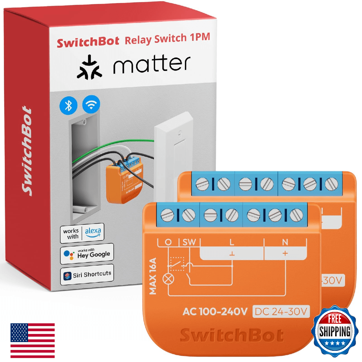 SwitchBot Matte Relay Switch 1PM, WiFi Switch Compatible with Alexa/Apple Home/G - Image 1