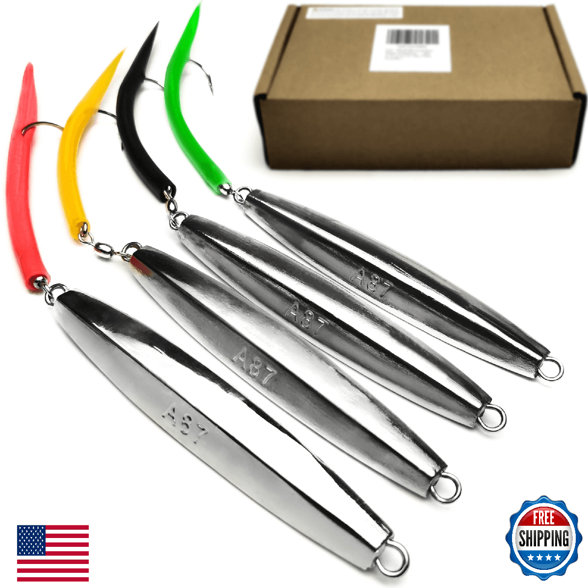 VMSIXVM Diamond Jigs Saltwater Fishing Lures 1-16oz Flat Metal Jigging Spoon Bai - Image 1