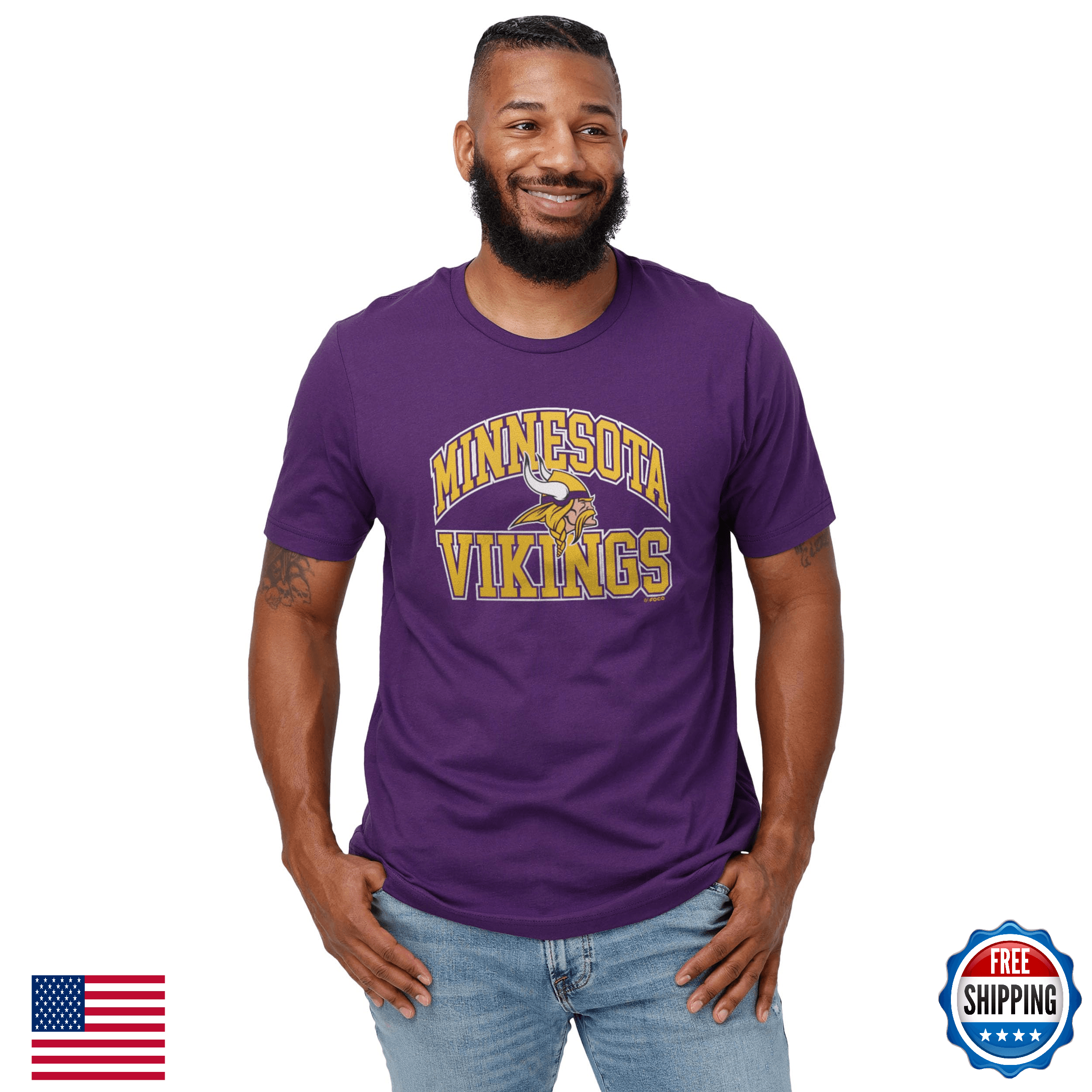 Minnesota Vikings Arched Wordmark Primary Color T-Shirt - XX-Large - Image 1