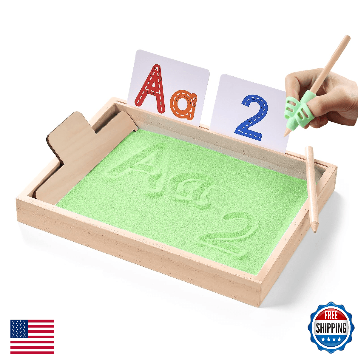 MORITECK Montessori Sand Tray for Kids Writing Practice & Learning - 11.8"x8.9"x - Image 1