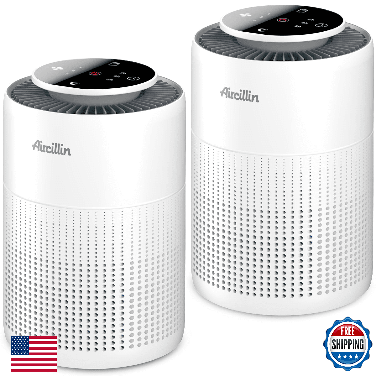 2-Pack Aircillin H13 True HEPA Air Purifiers for Home Bedroom Odor Eliminator - Image 1