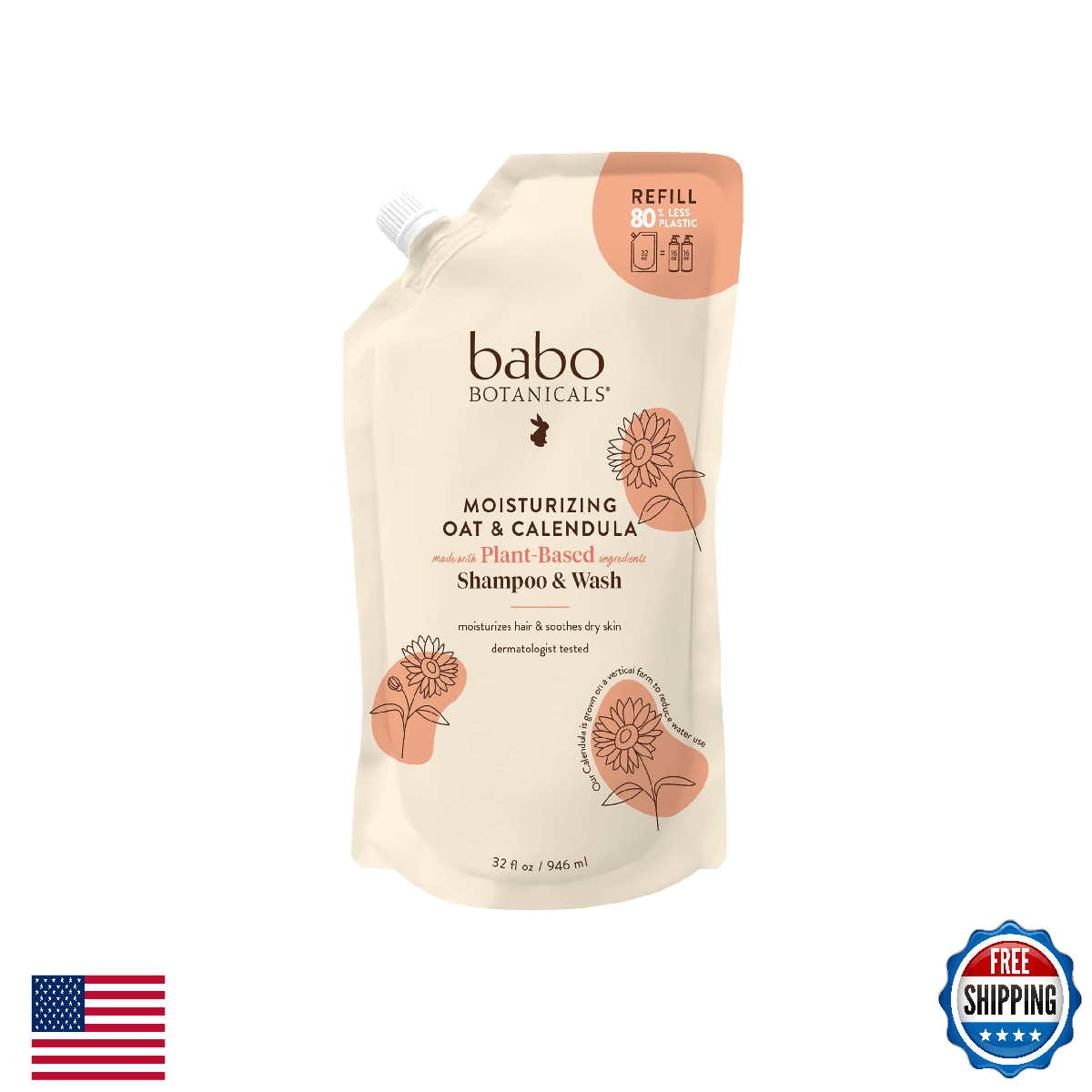 BABO Botanicals Moisturizing Oat & Calendula 2-in-1 Shampoo & Wash - Dry Skin - Image 1