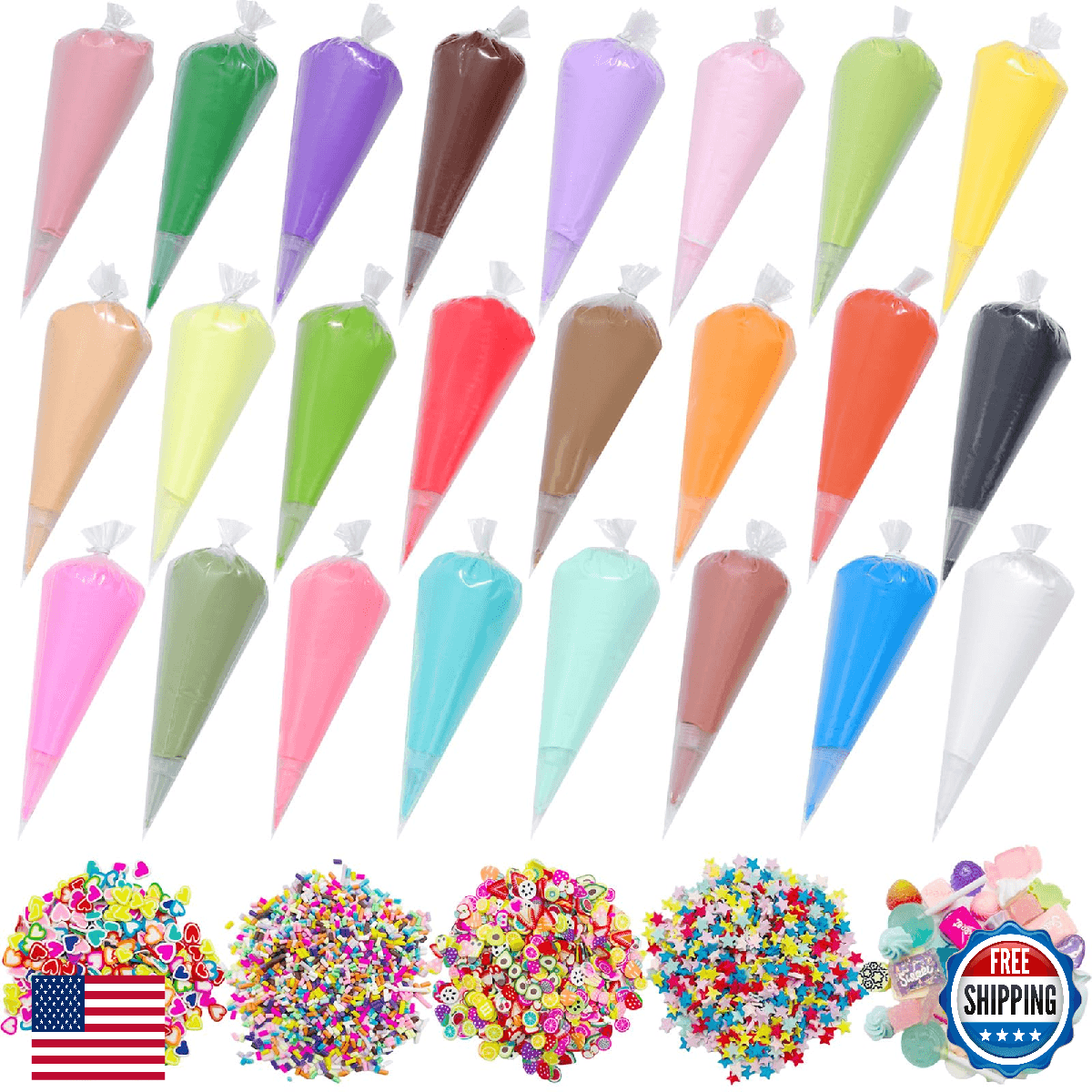 24PCS 100g Fake Whipped Cream Glue Kit DIY Craft Decorations Resin Candy Theme - Image 1